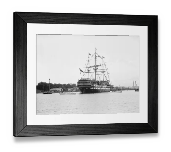 Framed Print : A decorated HMS Worcester, the training ship which is part of the Thames Nautical Framed Print : A decorated HMS Worcester, the training ship which is part of the Thames Nautical