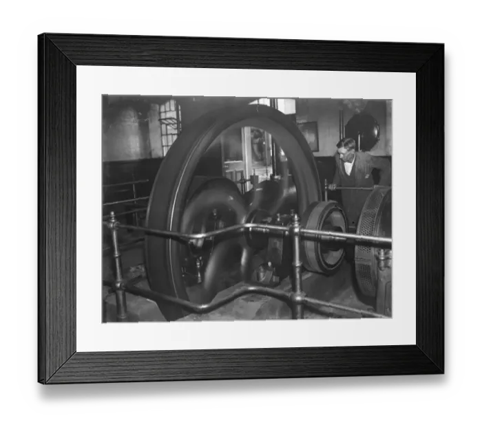 Framed Print : Gravesend Gasworks in Kent. The engine room. 1939