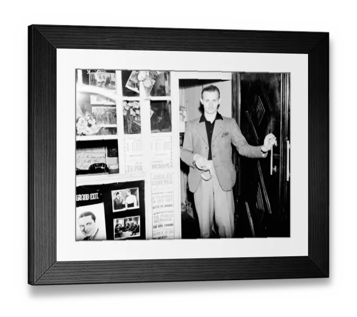Framed Print : An attendant at the Jubilee cinema in Swanscombe, Kent. 1936
