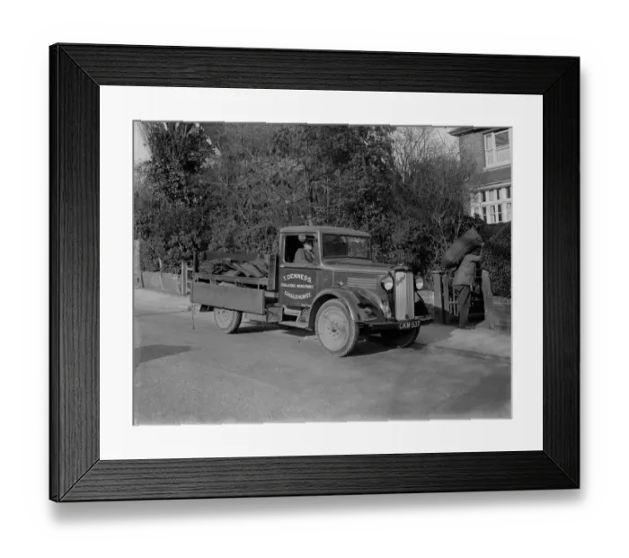 Framed Print : Coal delivery by one of the coal vans from T Denness, Coal and Coke Merchants in Framed Print : Coal delivery by one of the coal vans from T Denness, Coal and Coke Merchants in