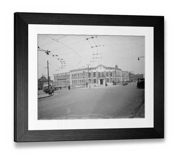 Framed Print : A view of the Erith Council offices with the trolley bus wires seen overhead Framed Print : A view of the Erith Council offices with the trolley bus wires seen overhead