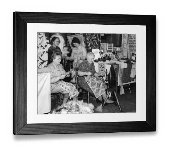 Framed Print : Kent Federation of Womens Institutes giving a demonstration of wool spinning 1948 Framed Print : Kent Federation of Womens Institutes giving a demonstration of wool spinning 1948