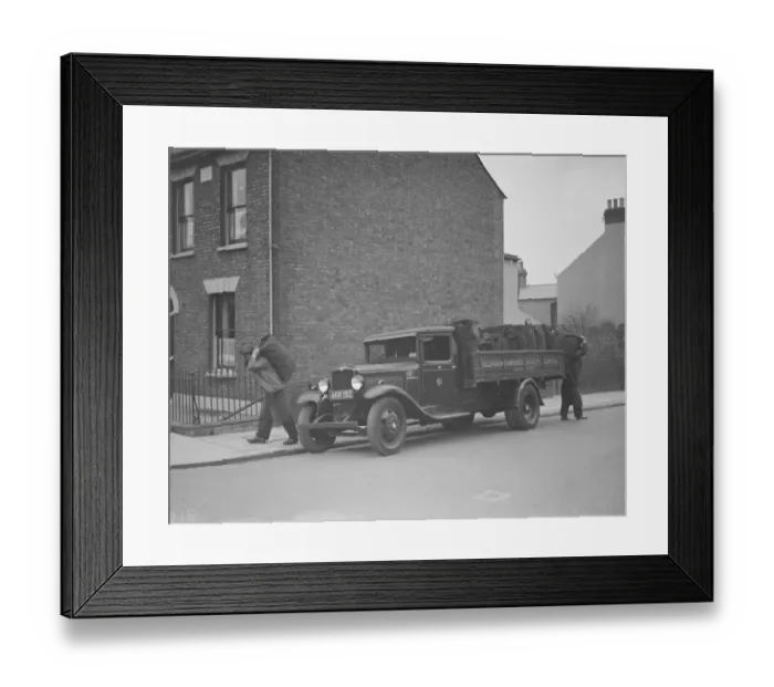 Framed Print : Gillingham Cooperative Society coal merchants making a delivery. 1938 Framed Print : Gillingham Cooperative Society coal merchants making a delivery. 1938