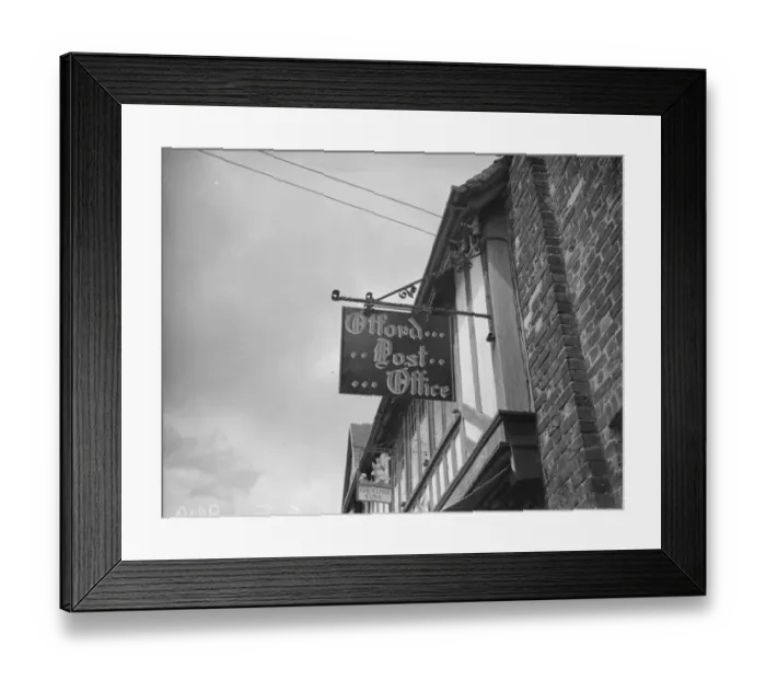 Framed Print : A picturesque post office sign in Otford. 1938