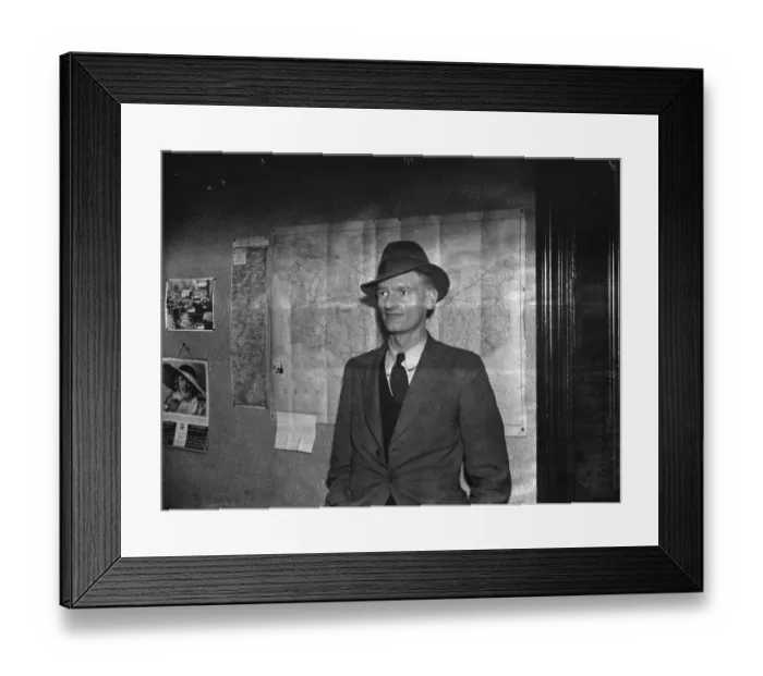 Framed Print : Mr C Topham in the office. 1937