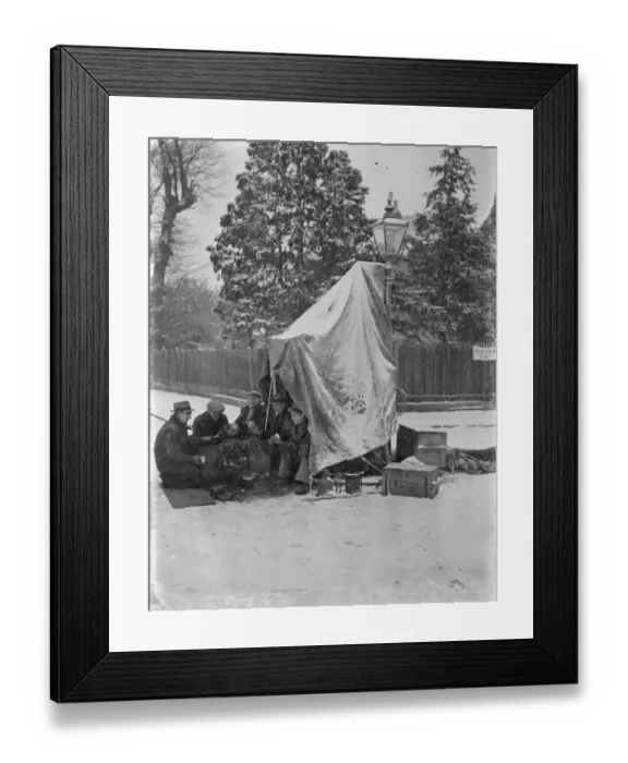 Framed Print : Workmen working on the transformer repairs in Sidcup, Kent, taking their lunch break Framed Print : Workmen working on the transformer repairs in Sidcup, Kent, taking their lunch break