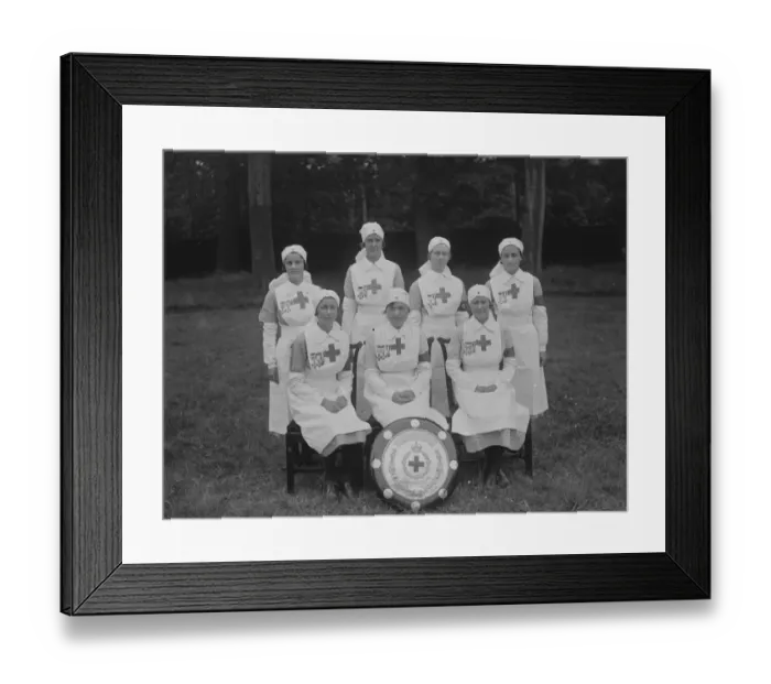 Framed Print : Nurses pose with the Stanley Shield for the British Red Cross Society following Framed Print : Nurses pose with the Stanley Shield for the British Red Cross Society following