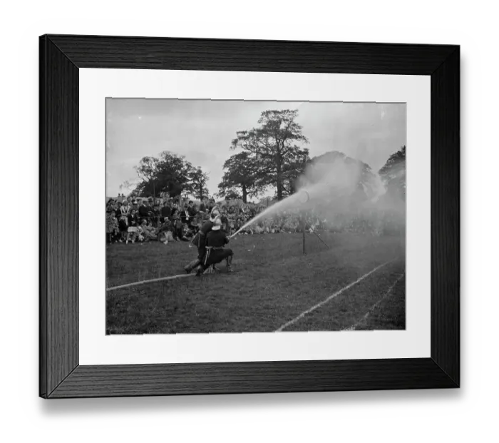 Framed Print : Fire brigade tournament at Danson Park, Bexley, London. The hose display Framed Print : Fire brigade tournament at Danson Park, Bexley, London. The hose display