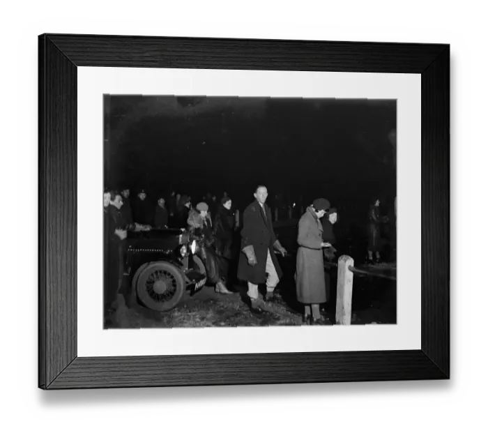 Framed Print : Spectators watching ice skating at the night by car light at Keston. 1933 Framed Print : Spectators watching ice skating at the night by car light at Keston. 1933