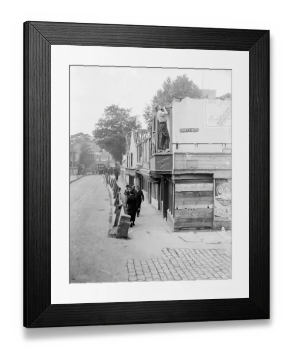 Framed Print : An old building being pulled down in Dartford, Kent. 1936 Framed Print : An old building being pulled down in Dartford, Kent. 1936