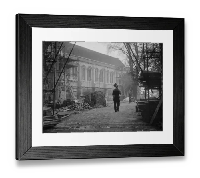 Framed Print : Restoration work at Eltham Palace, Greenwich. 1935 Framed Print : Restoration work at Eltham Palace, Greenwich. 1935