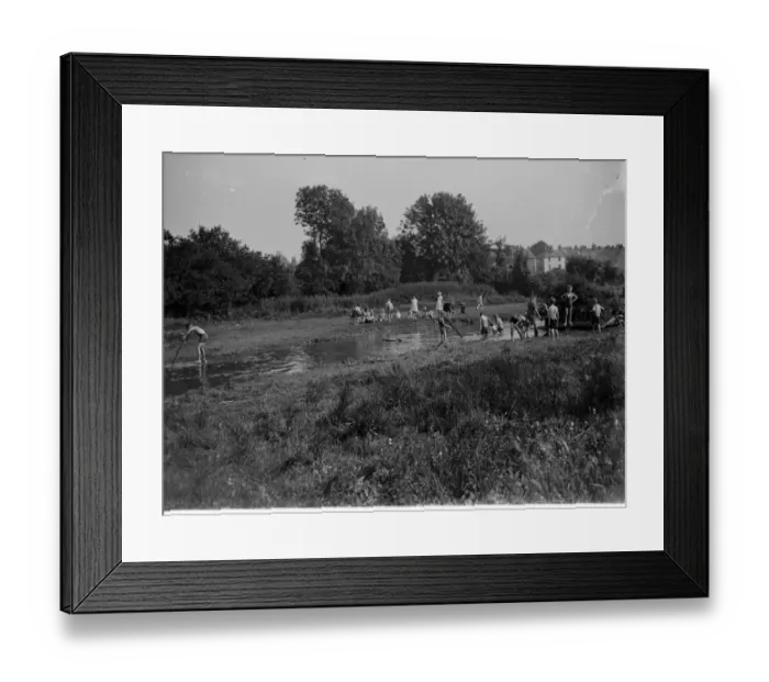 Framed Print : Children playing in the stream. 1935 Framed Print : Children playing in the stream. 1935