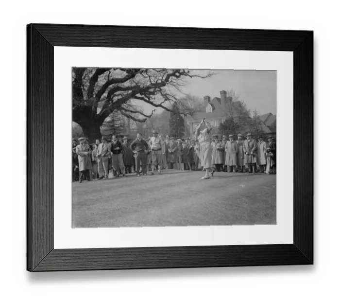 Framed Print : Kent Amateurs versus Professionals golf game. Alfred Padgham playing a drive
