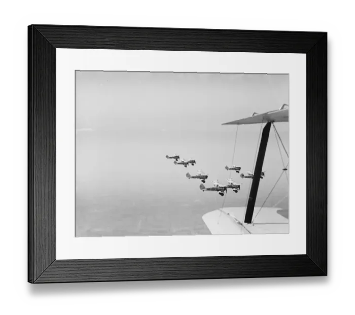 Framed Print : Bristol Bulldogs fighters of No 32 Squadron in formation flying over Biggin Hill