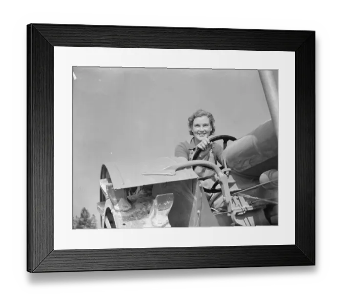 Framed Print : Womens Land Army in training on the fields of Wye, Kent. Here a Land Girl is Framed Print : Womens Land Army in training on the fields of Wye, Kent. Here a Land Girl is