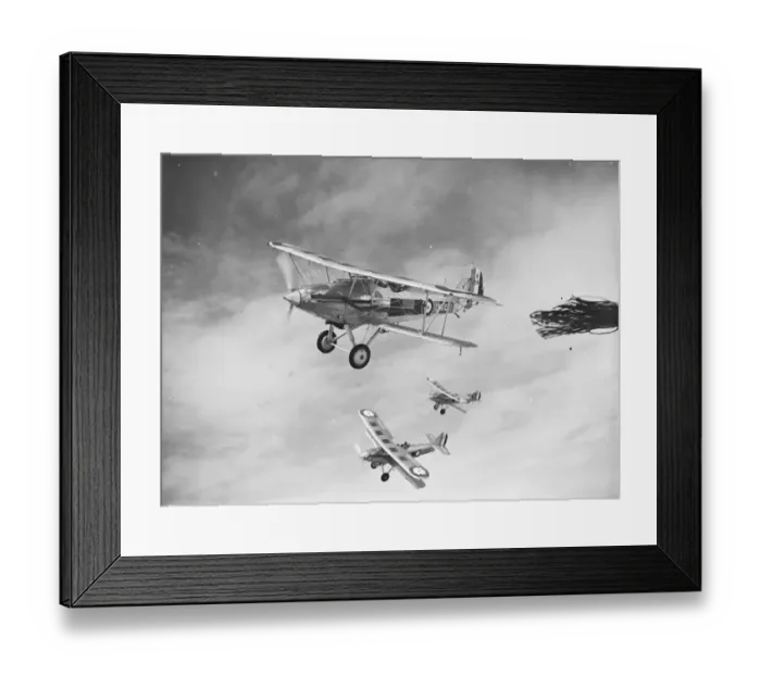 Framed Print : A Hawker Hart of No. 23 Squadron RAF flying in formation over the Medway area in Kent Framed Print : A Hawker Hart of No. 23 Squadron RAF flying in formation over the Medway area in Kent