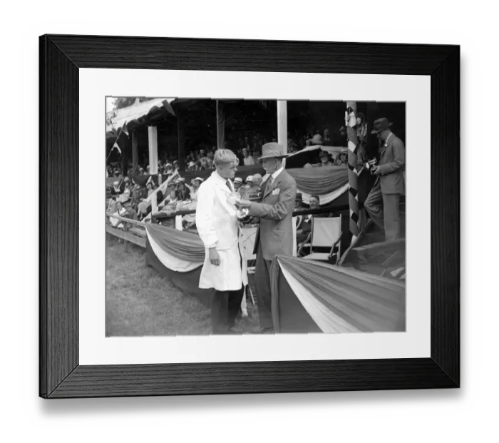Framed Print : Tunbridge Wells Show. President and prize giving by the Marquis Abergayemmey. 1934 Framed Print : Tunbridge Wells Show. President and prize giving by the Marquis Abergayemmey. 1934