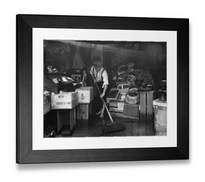 Framed Print : Burst watermain in Plumstead. Clearing water from the local greengrocer shops Framed Print : Burst watermain in Plumstead. Clearing water from the local greengrocer shops