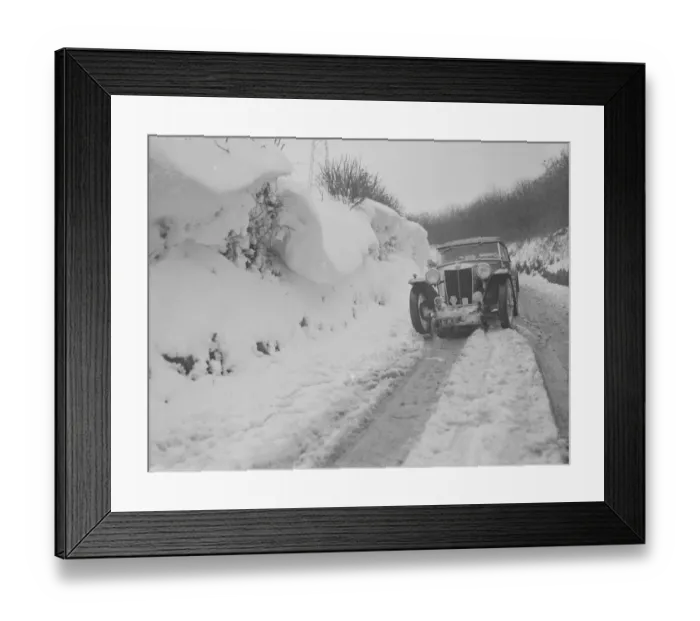 Framed Print : Snow scenes ( car ) Eynsford. 1938 Framed Print : Snow scenes ( car ) Eynsford. 1938