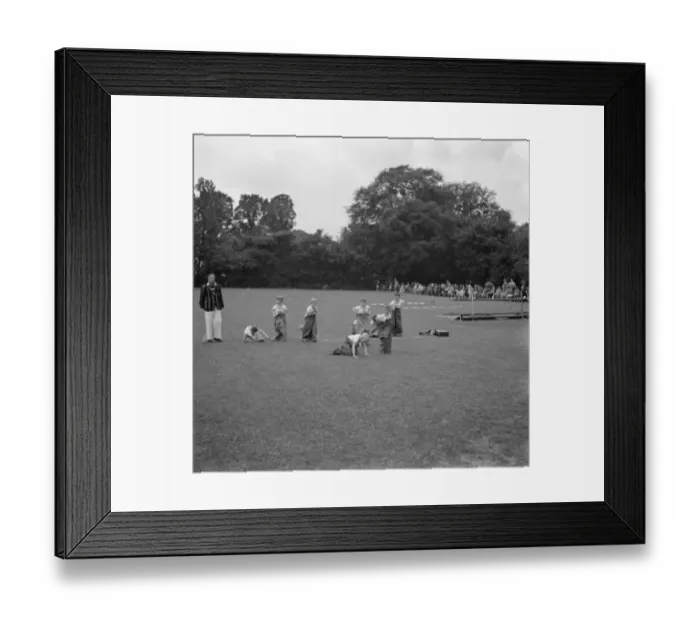 Framed Print : Sports day at Merton Court School in Sidcup, Kent. The boys sack race Framed Print : Sports day at Merton Court School in Sidcup, Kent. The boys sack race