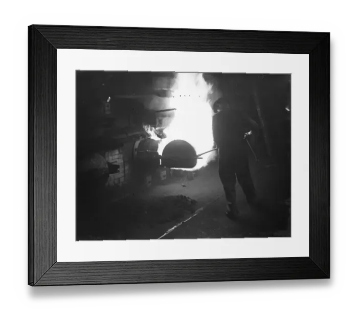 Framed Print : Gravesend Gasworks in Kent. Flames coming out of the retorts. 1939 Framed Print : Gravesend Gasworks in Kent. Flames coming out of the retorts. 1939