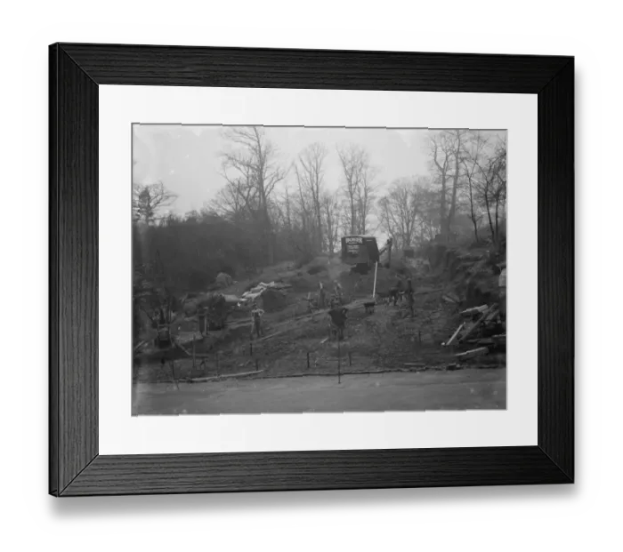 Framed Print : Workmen cutting a new road at Summer Hill, Kent. 1936 Framed Print : Workmen cutting a new road at Summer Hill, Kent. 1936