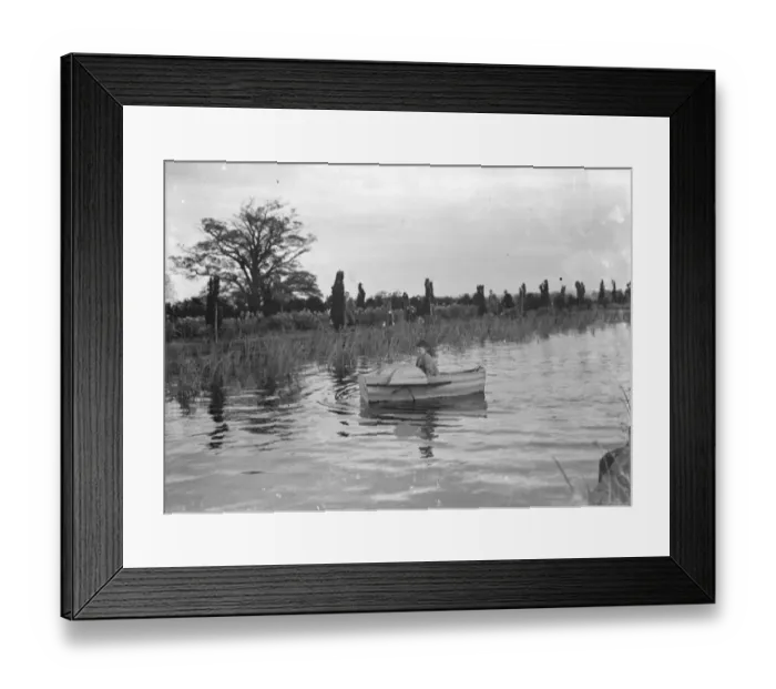 Framed Print : A young girl in a rowing boat on Scadbury Lake. 1939 Framed Print : A young girl in a rowing boat on Scadbury Lake. 1939