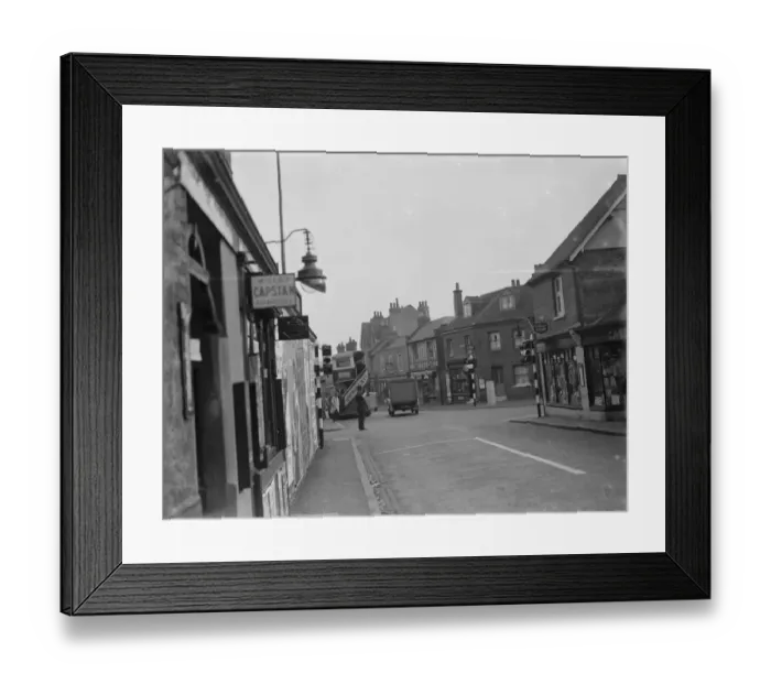 Framed Print : Traffic lights on the High Street in Foots Cray, Kent. 1936 Framed Print : Traffic lights on the High Street in Foots Cray, Kent. 1936