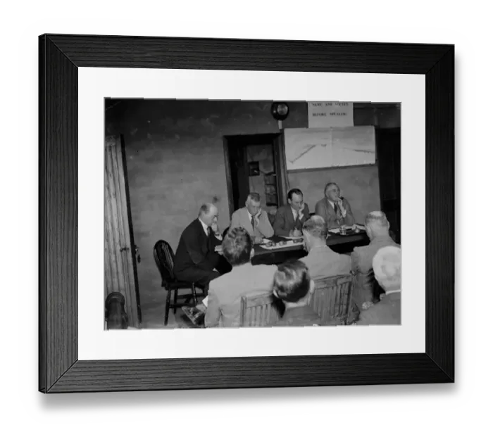 Framed Print : Meeting at the East Malling Research Station. 1935 Framed Print : Meeting at the East Malling Research Station. 1935