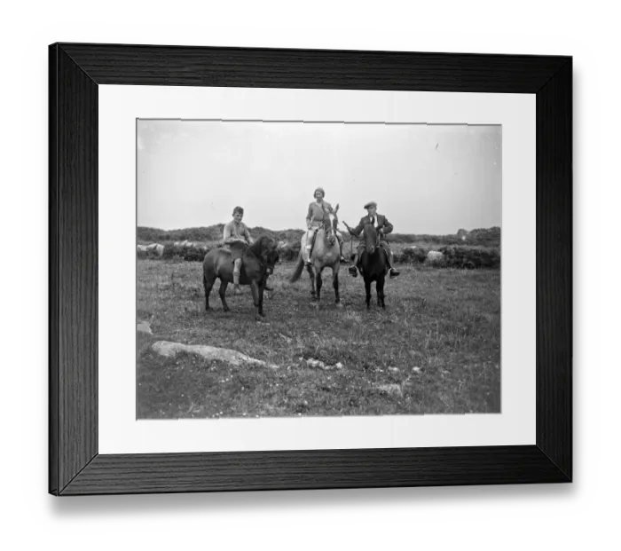 Framed Print : A family out, horseriding, bareback on a field. 1933 Framed Print : A family out, horseriding, bareback on a field. 1933