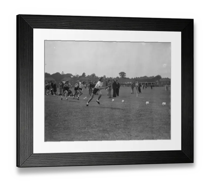 Framed Print : Vickers sports day. Action from the relay race 1939