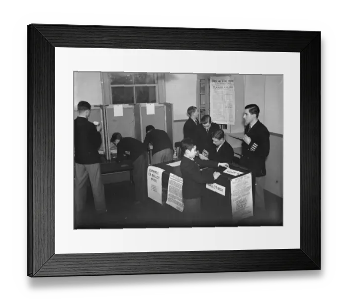 Framed Print : Mock elections at Erith County school. 1937