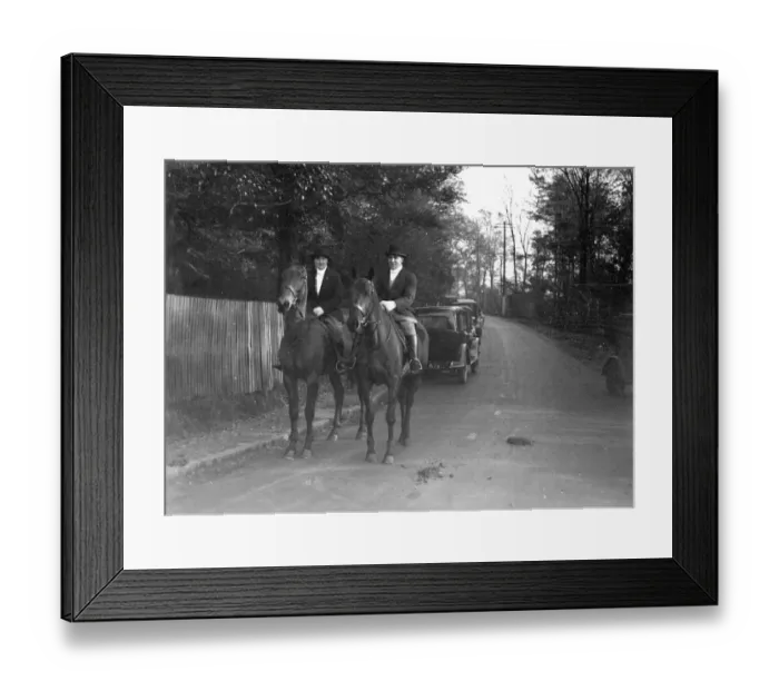 Framed Print : Mr Gook and Miss Henry on horseback. 1933
