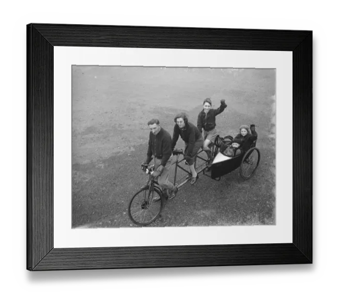 Framed Print : A bicycle for five in Northfleet, Kent. 1936 Framed Print : A bicycle for five in Northfleet, Kent. 1936