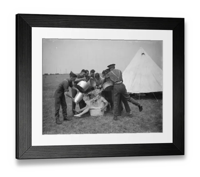Framed Print : Sidcup territorials at Camp Stone. Camp bath time. 1938 Framed Print : Sidcup territorials at Camp Stone. Camp bath time. 1938