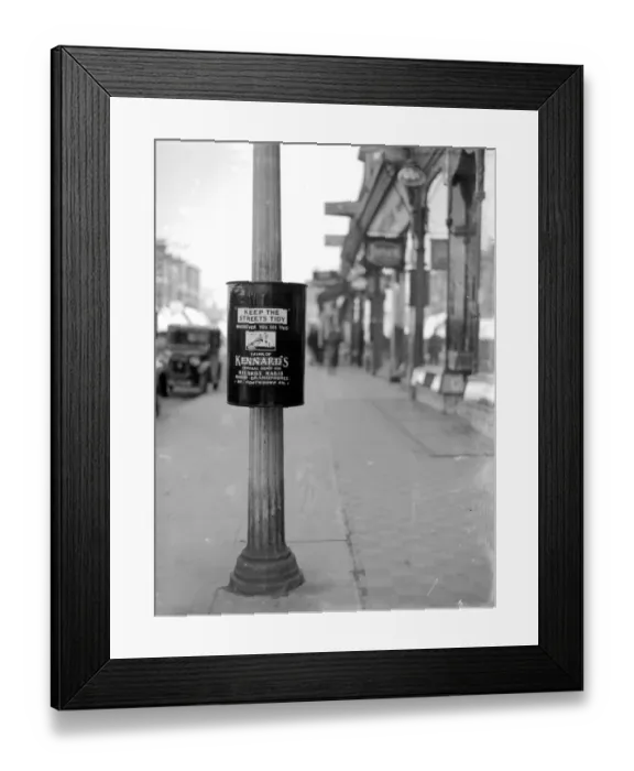 Framed Print : Litter Bin in Margate, Kent. 1933 Framed Print : Litter Bin in Margate, Kent. 1933