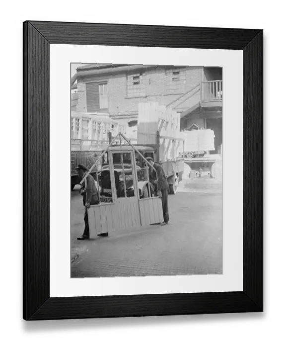 Framed Print : Loading Bedford lorrys at the G Ellis joinery works in Hackney. 7 April 1938 Framed Print : Loading Bedford lorrys at the G Ellis joinery works in Hackney. 7 April 1938