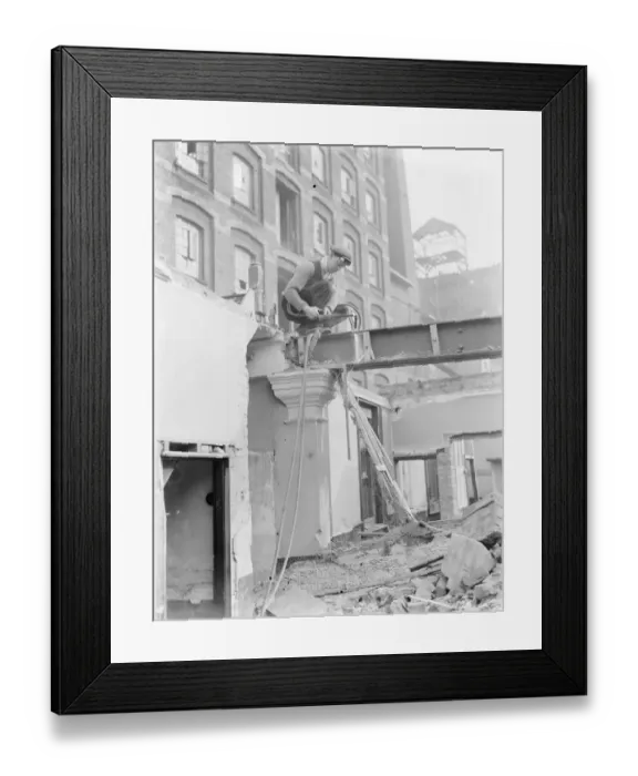 Framed Print : The redevelopment of the Erith riverside, London. A welder with a blow torch. 1937 Framed Print : The redevelopment of the Erith riverside, London. A welder with a blow torch. 1937