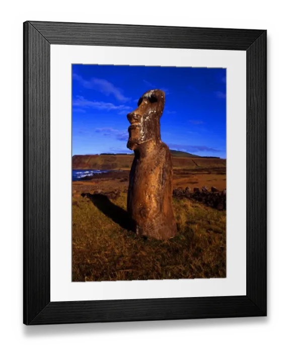 Framed Print : Easter Island. Statue, with traces of carvings on body
