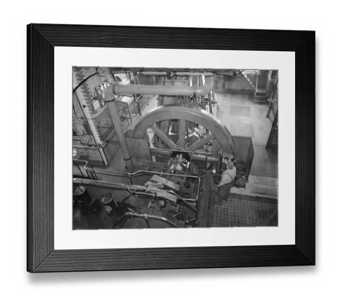 Framed Print : Gravesend Water Works in Kent. Pump room machinery. 1939 Framed Print : Gravesend Water Works in Kent. Pump room machinery. 1939