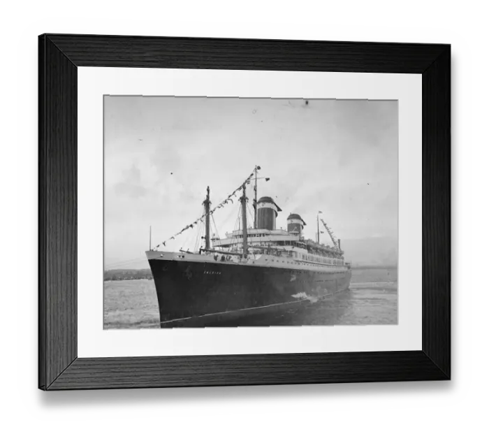 Framed Print : The America, the largest and fastest liner ever built in the United States, left Framed Print : The America, the largest and fastest liner ever built in the United States, left