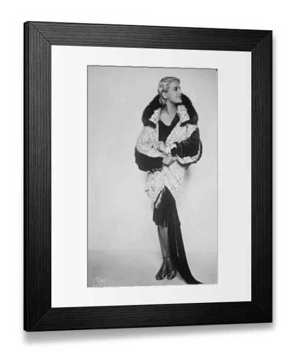 Framed Print : Lili Damita, wearing the magnificent silver brocade coat presented by Jenny. 24 Framed Print : Lili Damita, wearing the magnificent silver brocade coat presented by Jenny. 24