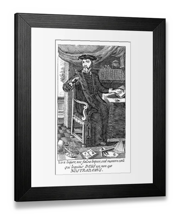 Framed Print : NOSTRADAMUS Portrait of Nostradamus - engraving from the Life of Nostradamus section