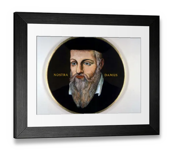 Framed Print : OCCULTISTS - NOSTRADAMUS. Miniature portrait of the great diviner and astrologer Framed Print : OCCULTISTS - NOSTRADAMUS. Miniature portrait of the great diviner and astrologer