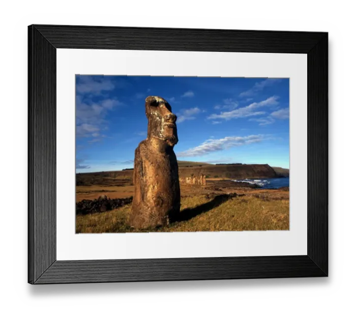 Framed Print : EASTER ISLAND - One of the upright giant statues near the ancient volcanic quarry Framed Print : EASTER ISLAND - One of the upright giant statues near the ancient volcanic quarry