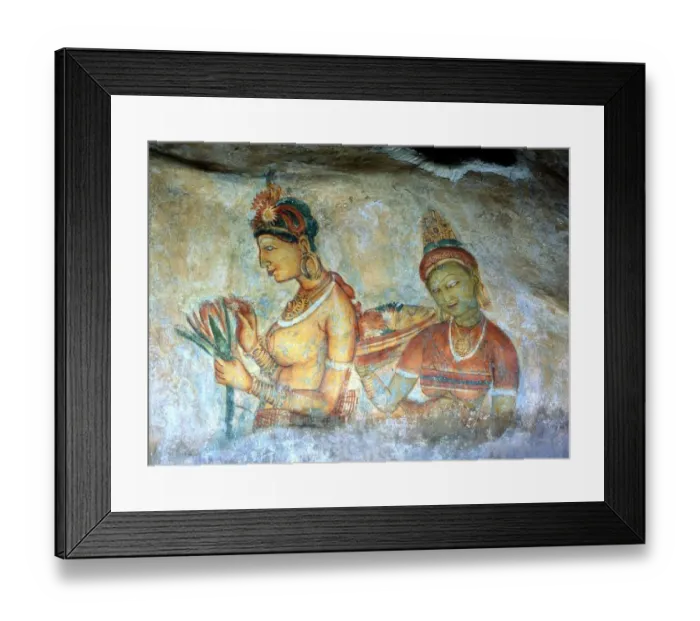 Framed Print : CAVE PAINTINGS Fresco painting of two women (cloud maidens) in the cave beneath Framed Print : CAVE PAINTINGS Fresco painting of two women (cloud maidens) in the cave beneath