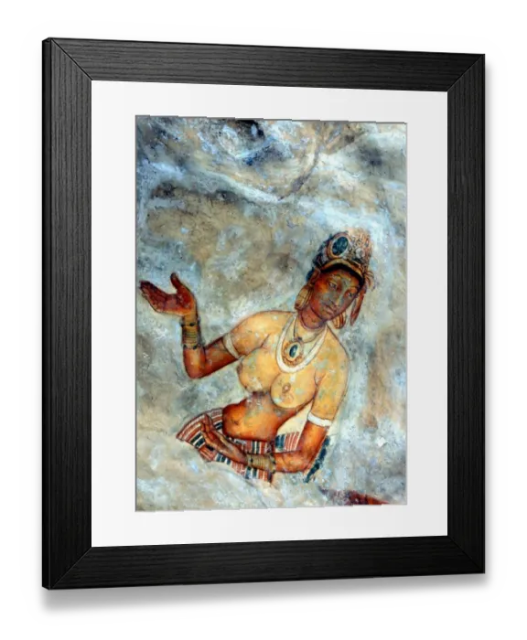 Framed Print : CAVE PAINTINGS Fresco painting of a cloud maiden in the cave beneath the ancient Framed Print : CAVE PAINTINGS Fresco painting of a cloud maiden in the cave beneath the ancient