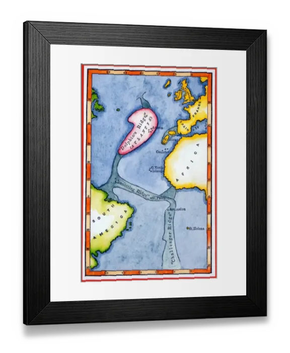 Framed Print : ATLANTIS Map according to the polymath Athansius Kircher ( 1602 - 1680 ) in his treatise Framed Print : ATLANTIS Map according to the polymath Athansius Kircher ( 1602 - 1680 ) in his treatise