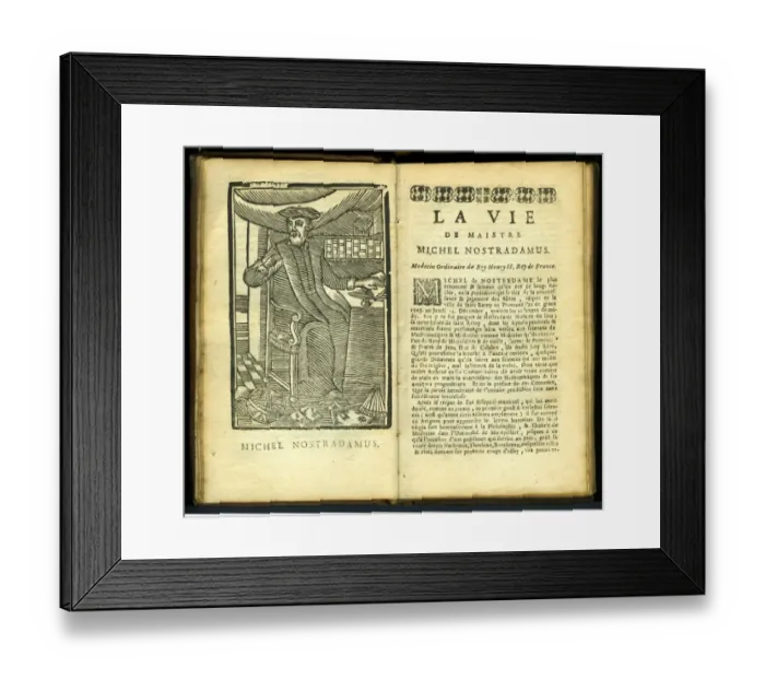 Framed Print : Portrait of Nostradamus [woodcut] as preface illustration to La Vie, in Les Vrayes