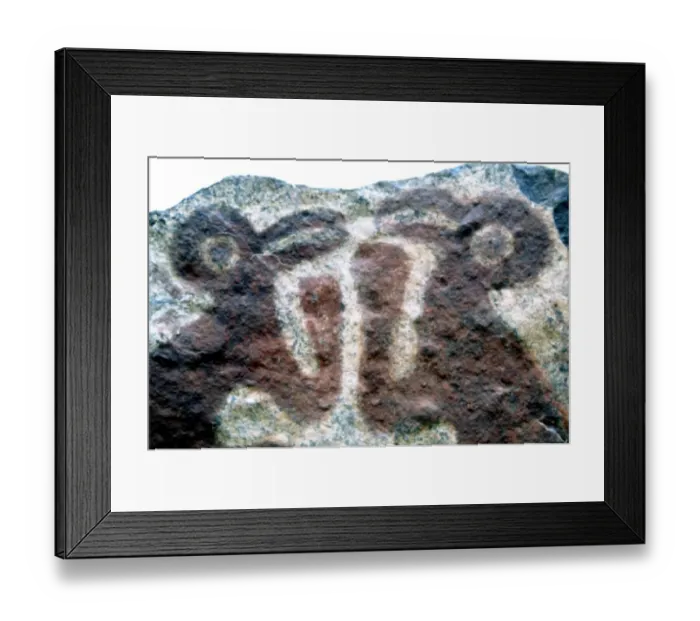 Framed Print : Easter Island Bird Cult Heads of two bird headed deities fresco fragment in Framed Print : Easter Island Bird Cult Heads of two bird headed deities fresco fragment in